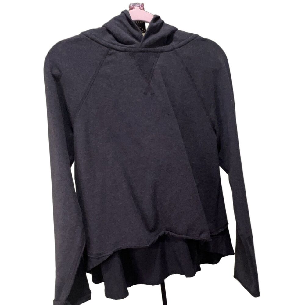 lululemon Women's Pullover Hoodie Charcoal Grey Size 8 Long Sleeve Knit Logo
